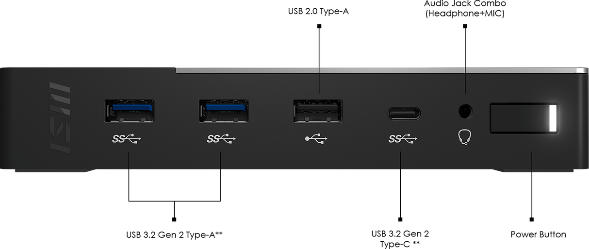 MSI USB-C Docking Station Gen2 für Notebook und Desktop PC