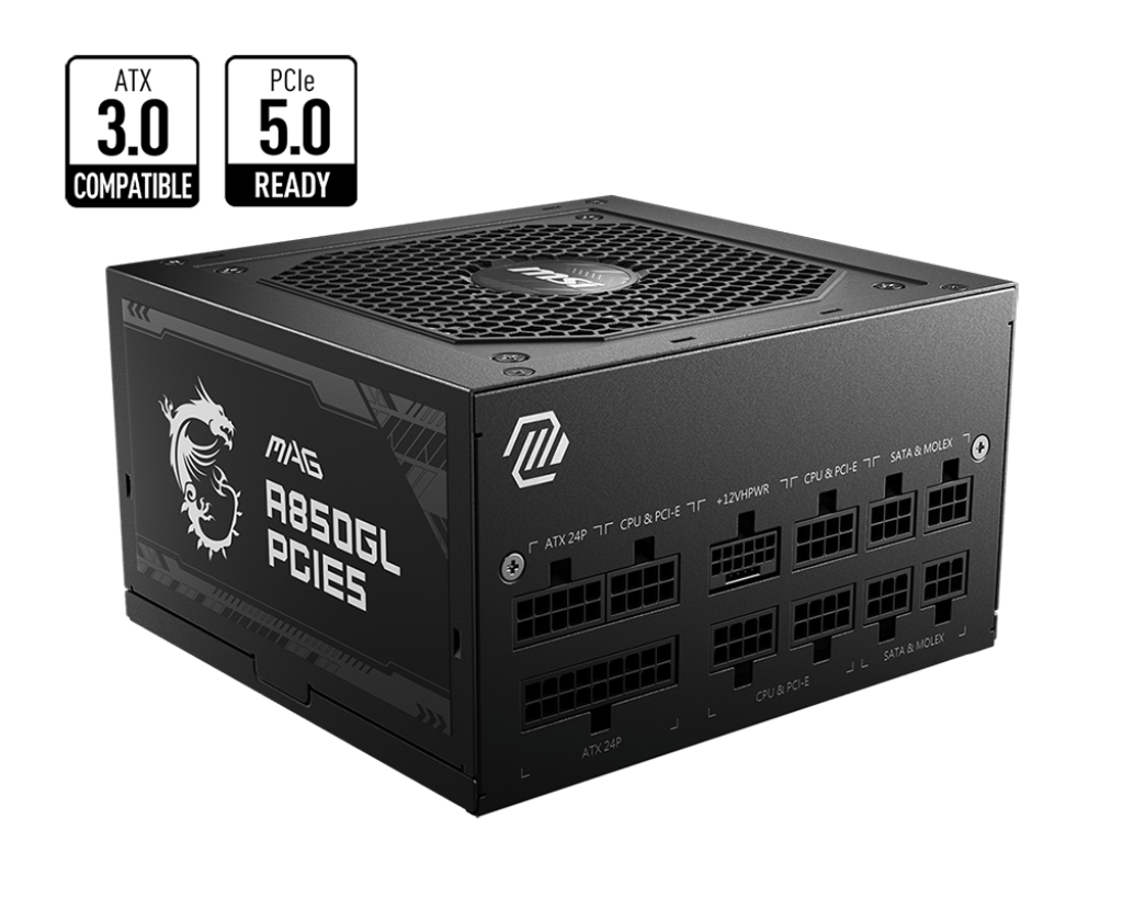 MSI Desktop PC Netzteil ATX 850Watt 80 Plus Gold MAG A850GL PCIE5