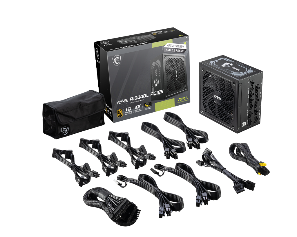 MAG A1000GL PCIE5 : 1000 W 80 PLUS Gold, ATX 3.1