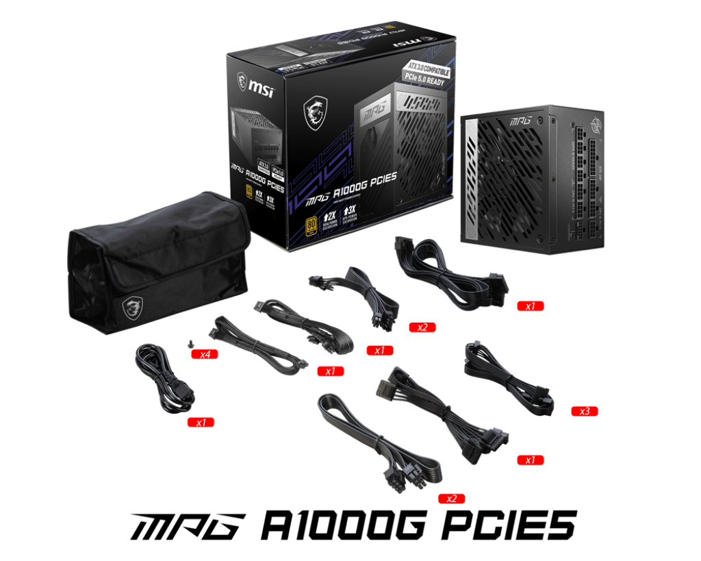MPG A1000G PCIE5 : Alimentation, 80 Plus Gold, ATX 3.0, Support GPU