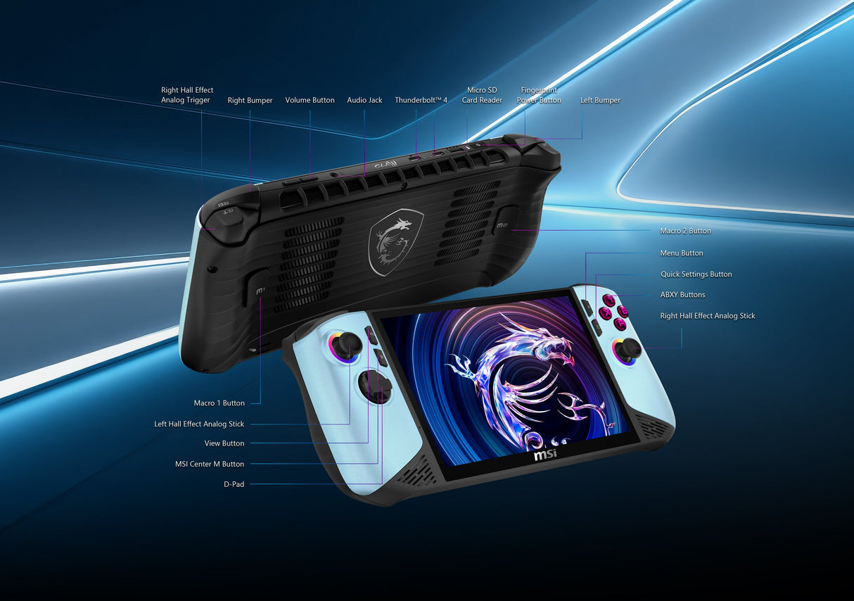 MSI Claw 8 AI+ A2VM Glacier Blue-246FR EDITION LIMITEE