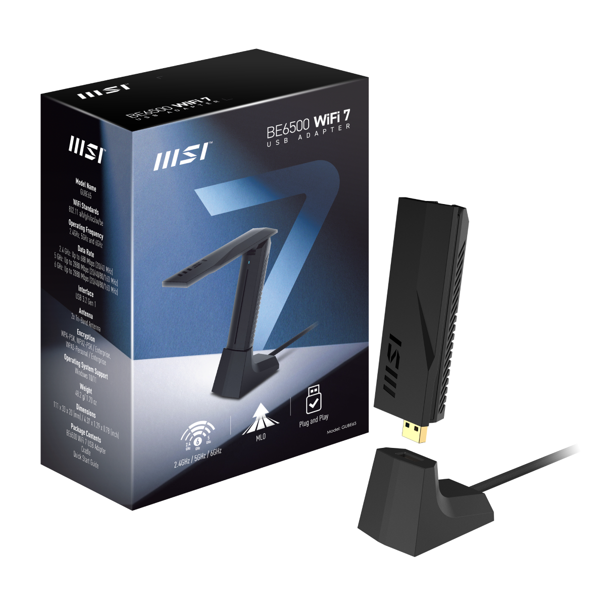 MSI BE6500 WiFi 7 USB Adapter | Redes