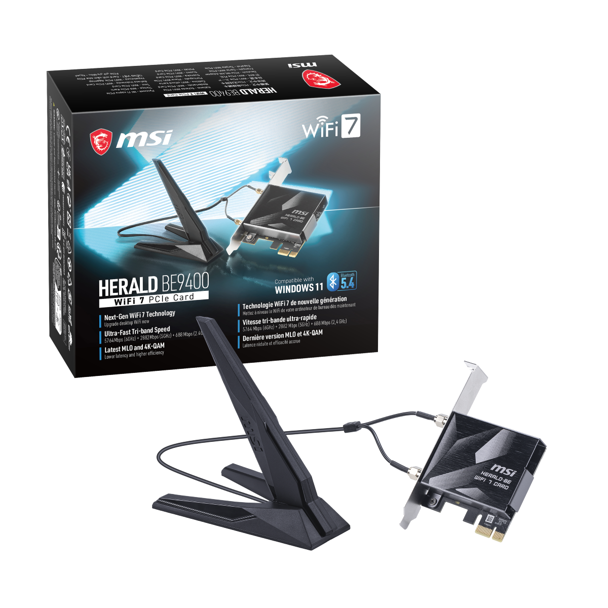 MSI HERALD BE9400 WiFi 7 PCIe Card | Redes