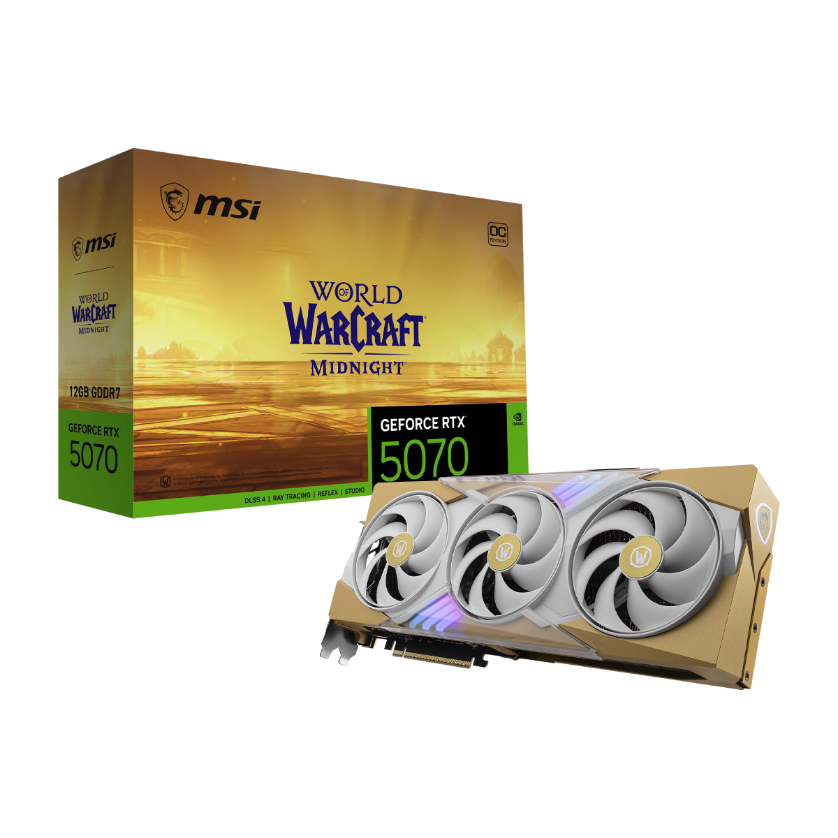 MSI GeForce RTX 5070 12G World of Warcraft MIDNIGHT LIGHT EDITION OC | Tarjeta Gráfica