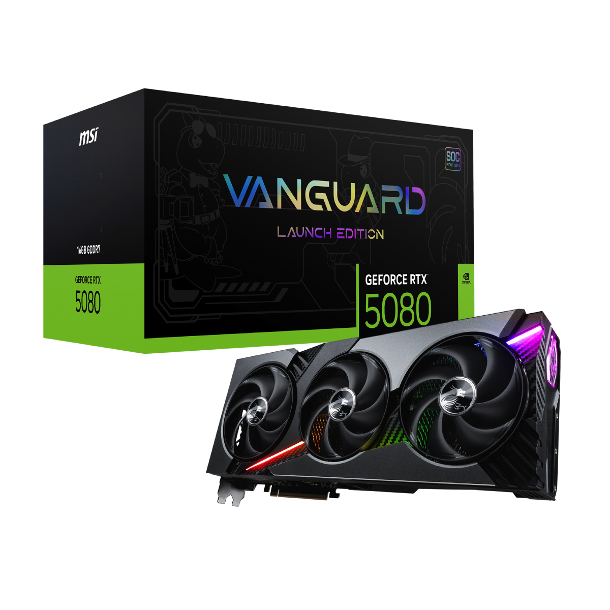 MSI GeForce RTX 5080 16G VANGUARD SOC LAUNCH EDITION | Tarjeta Gráfica
